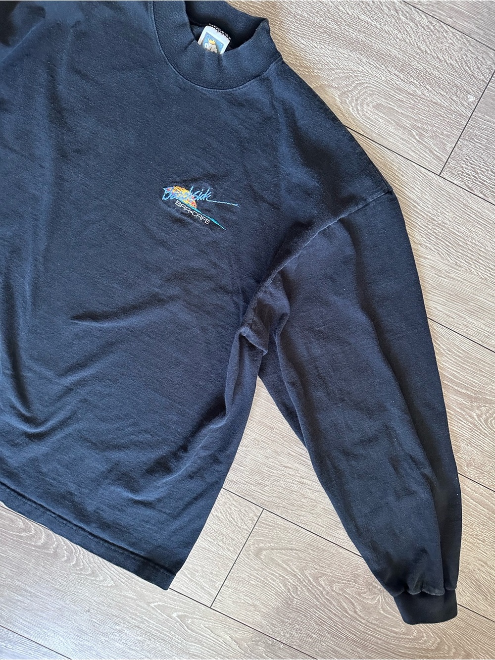 Vintage Long Sleeve Crewneck Shirt with Subtle Chest Embroidery Beachside
